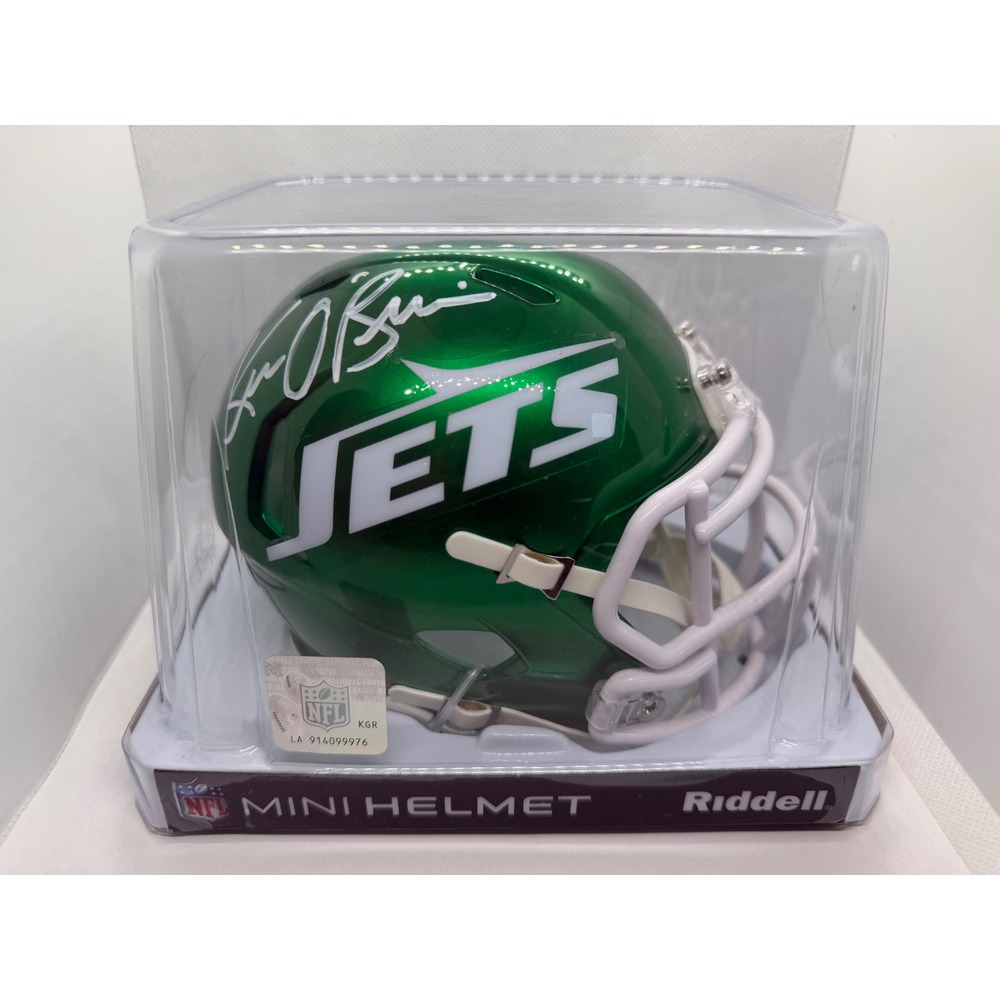 Ken O'Brien Signed New York Jets Riddell Speed Mini Helmet BAS Witnessed